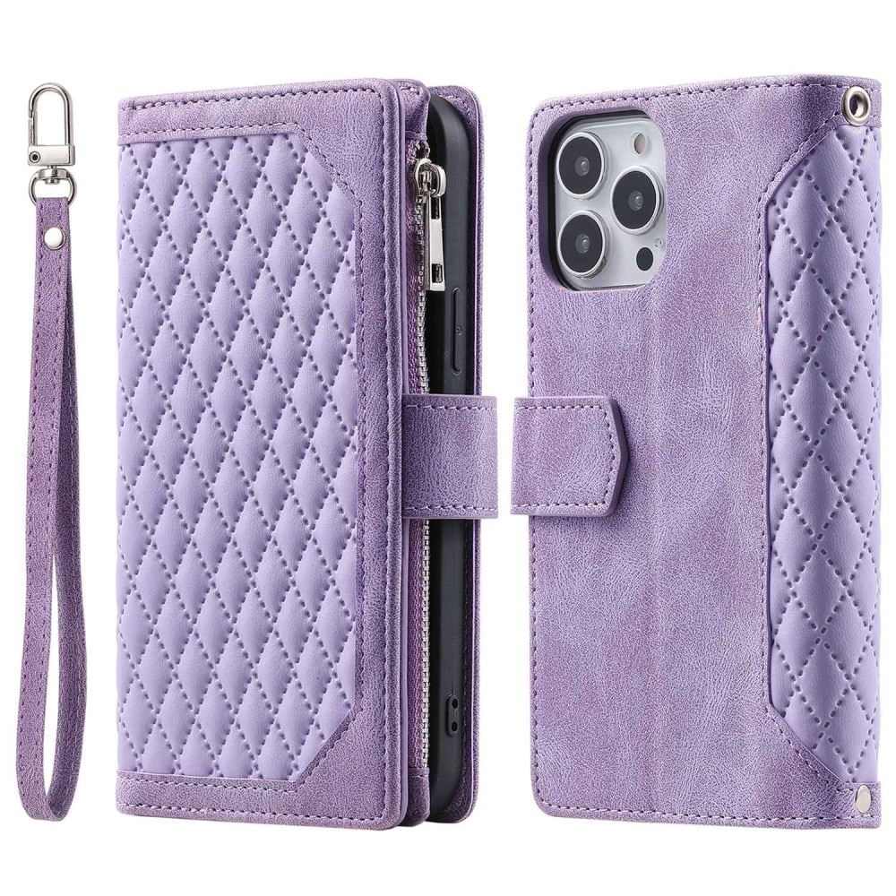 Lommebokveske iPhone 13 Pro Quilted Lilla
