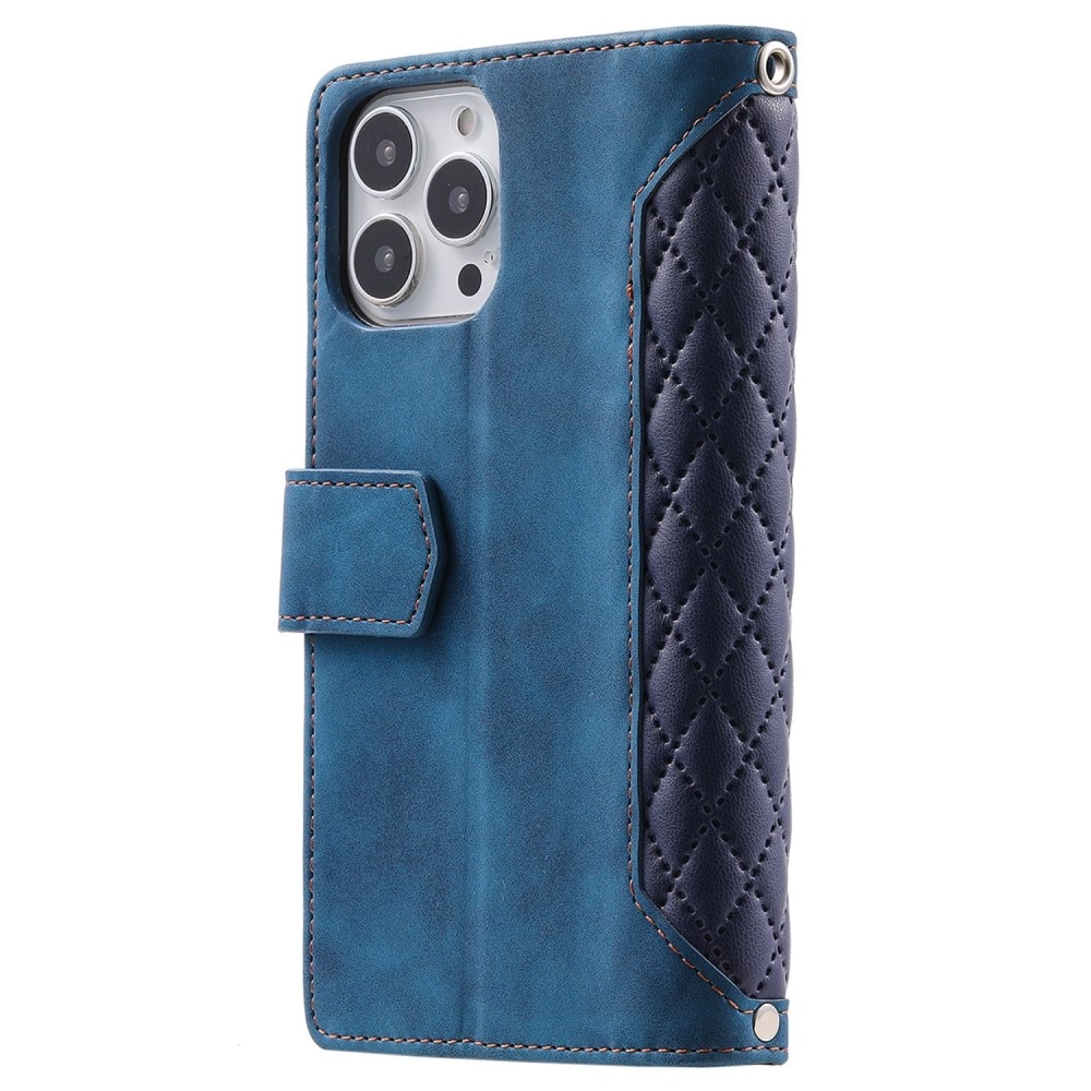 Lommebokveske iPhone 13 Pro Quilted Blå