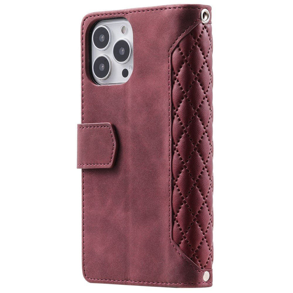 Lommebokveske Apple iPhone 13 Pro Quilted Rød