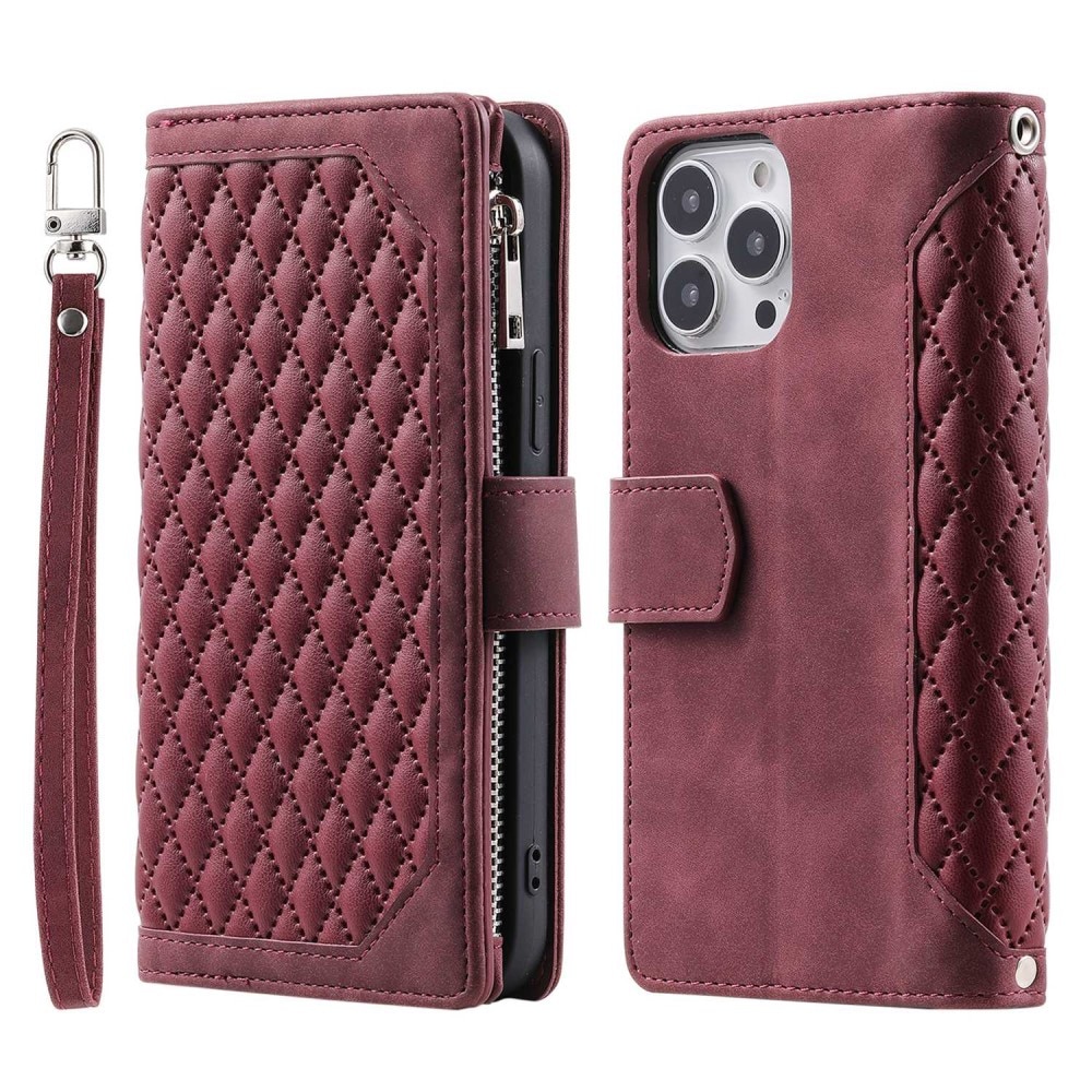 Lommebokveske Apple iPhone 13 Pro Quilted Rød