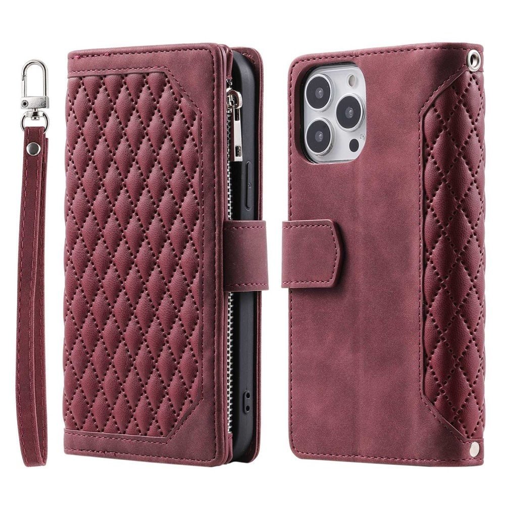 Lommebokveske iPhone 13 Pro Quilted Rød