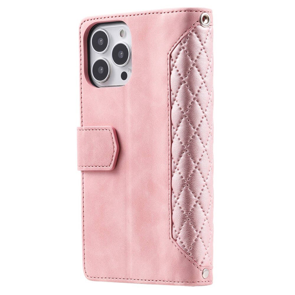 Lommebokveske iPhone 13 Pro Quilted Rosa