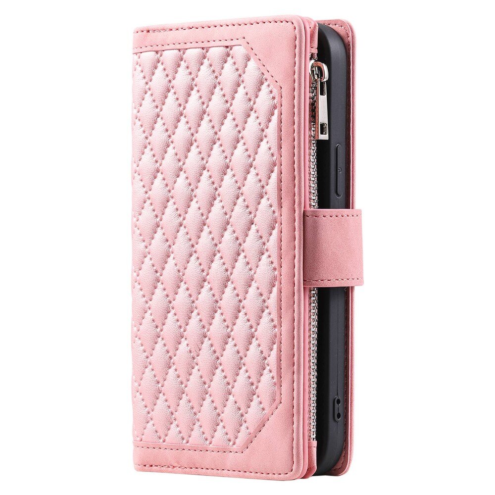 Lommebokveske iPhone 13 Pro Quilted Rosa