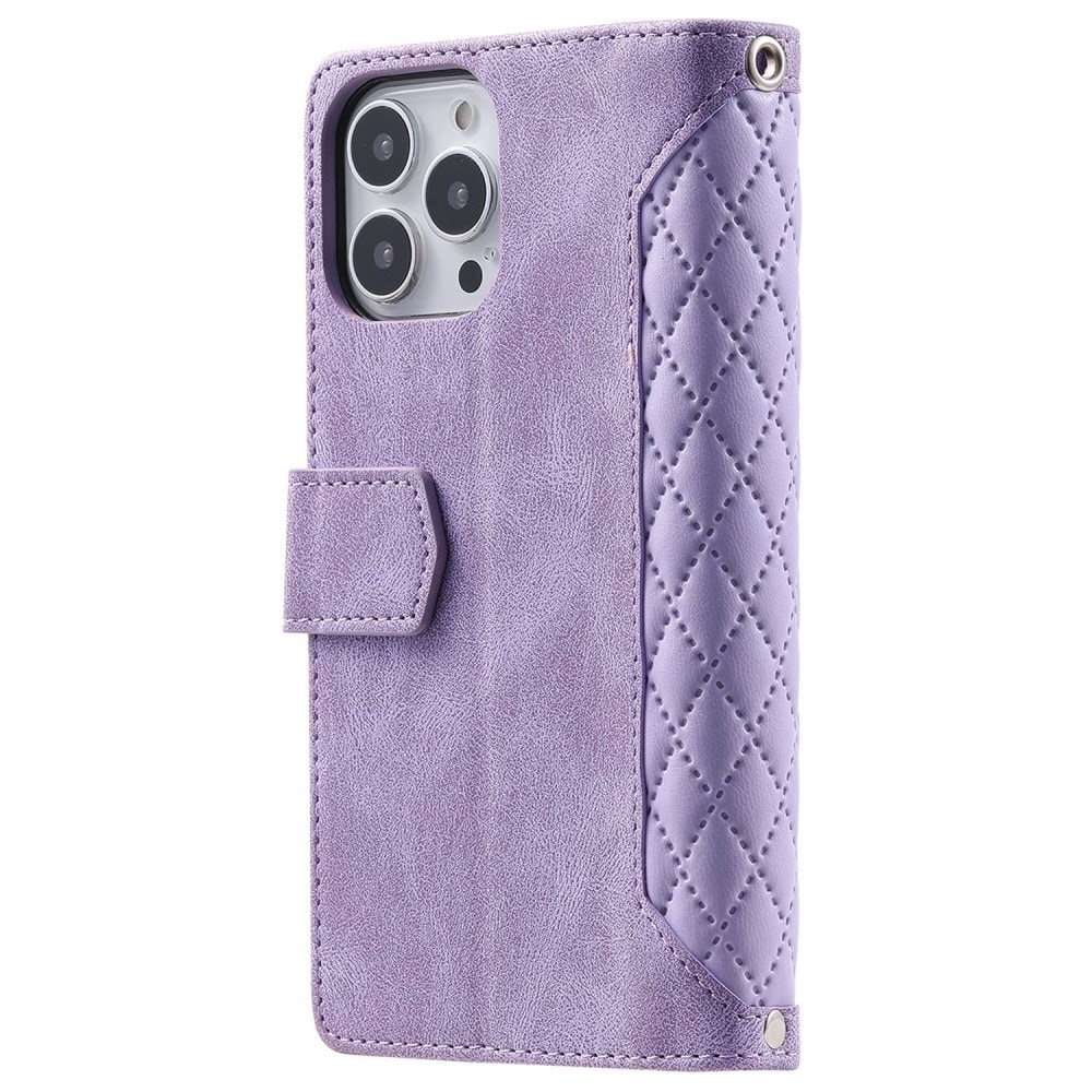 Lommebokveske iPhone 14 Pro Max Quilted Lilla