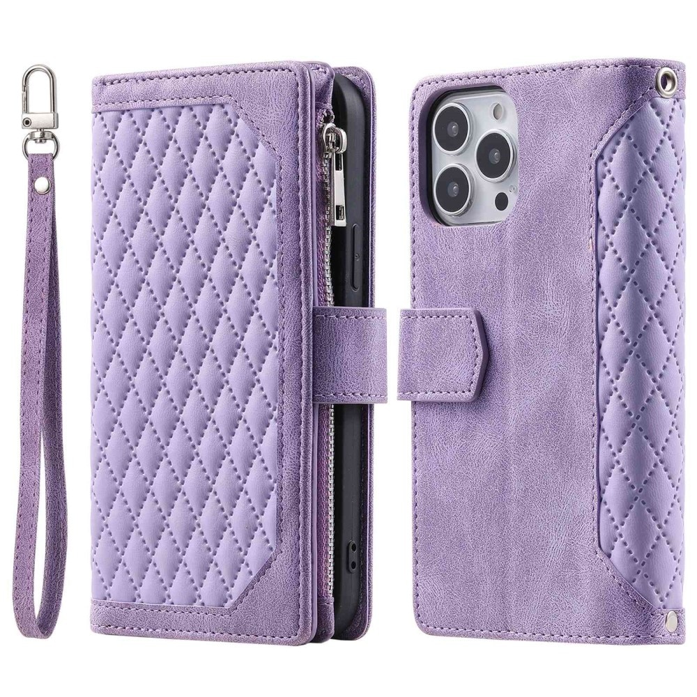 Lommebokveske iPhone 14 Pro Max Quilted Lilla