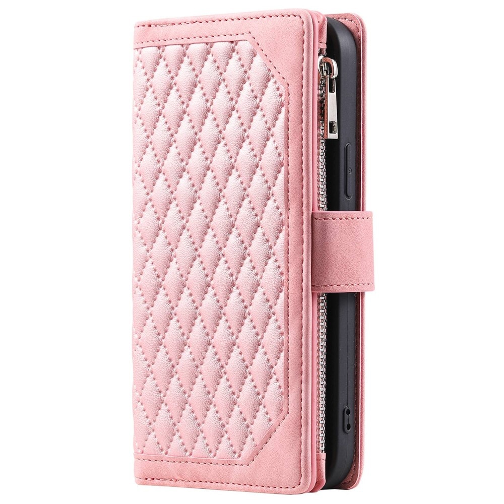 Lommebokveske iPhone 14 Pro Max Quilted Rosa