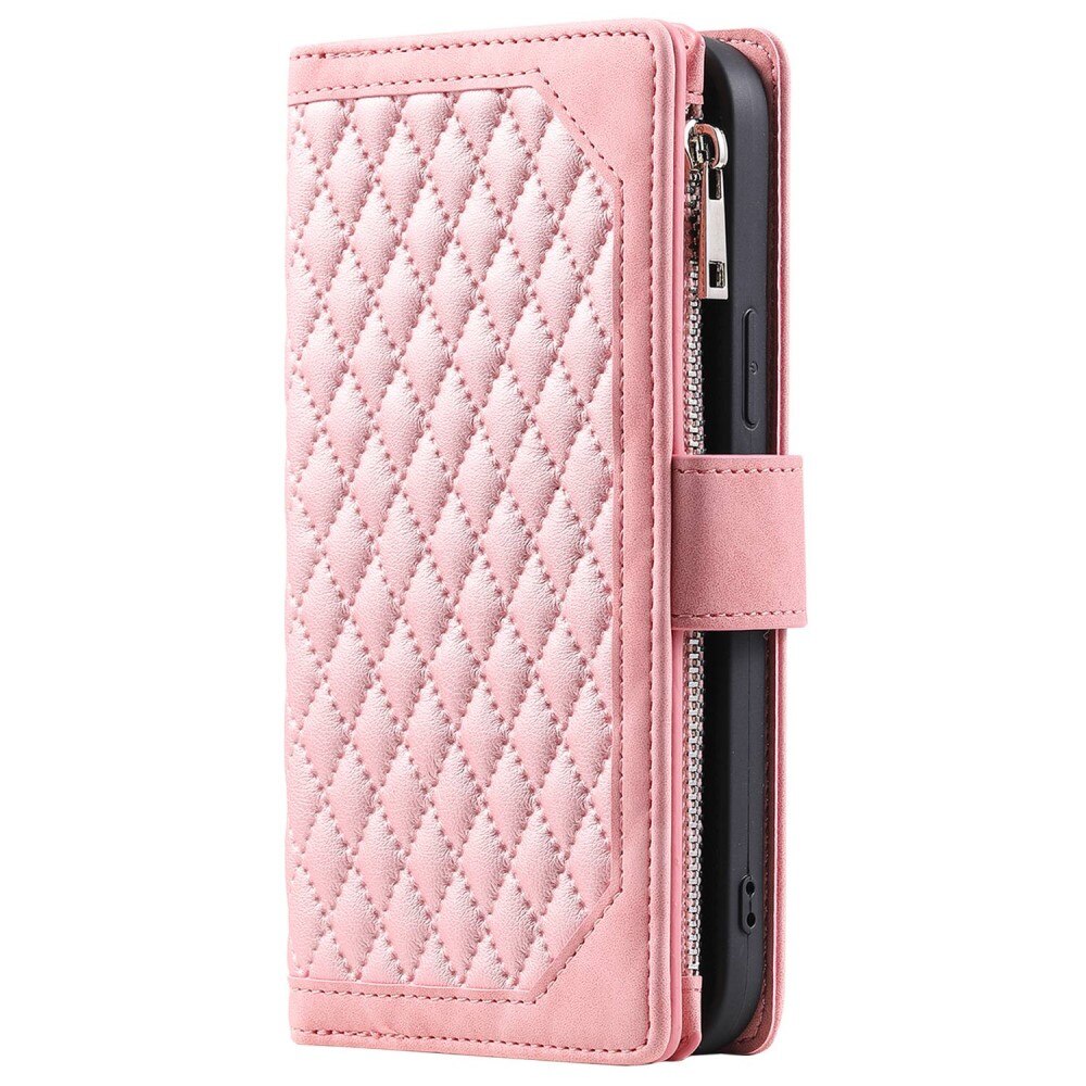 Lommebokveske iPhone 14 Pro Max Quilted Rosa