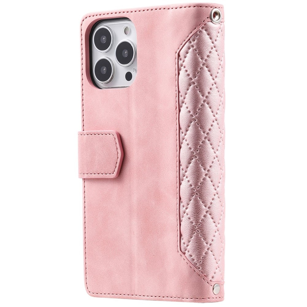 Lommebokveske iPhone 14 Pro Max Quilted Rosa