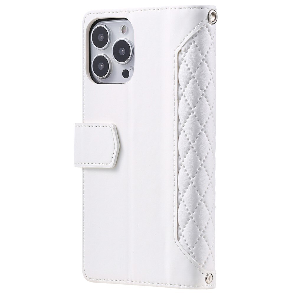 Lommebokveske iPhone 14 Pro Max Quilted Hvit