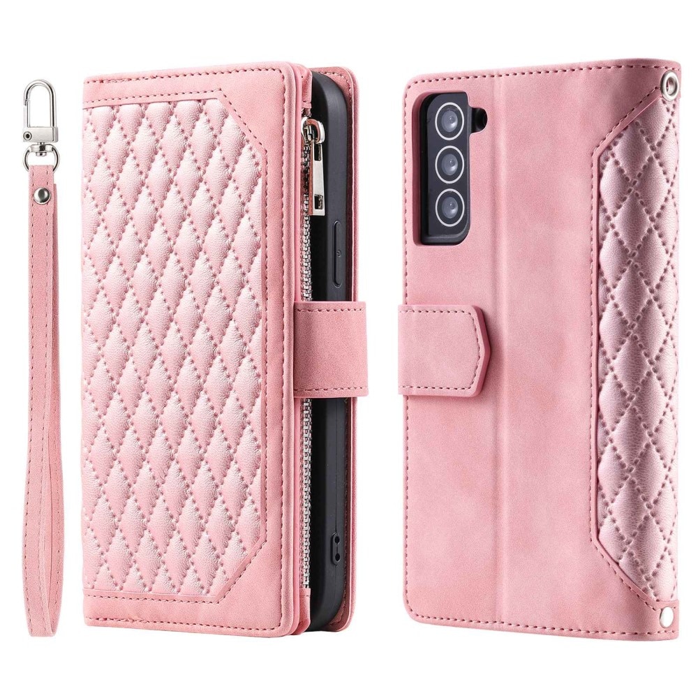 Lommebokveske Samsung Galaxy S22 Quilted Rosa