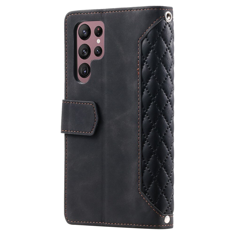 Lommebokveske Samsung Galaxy S22 Ultra Quilted Svart