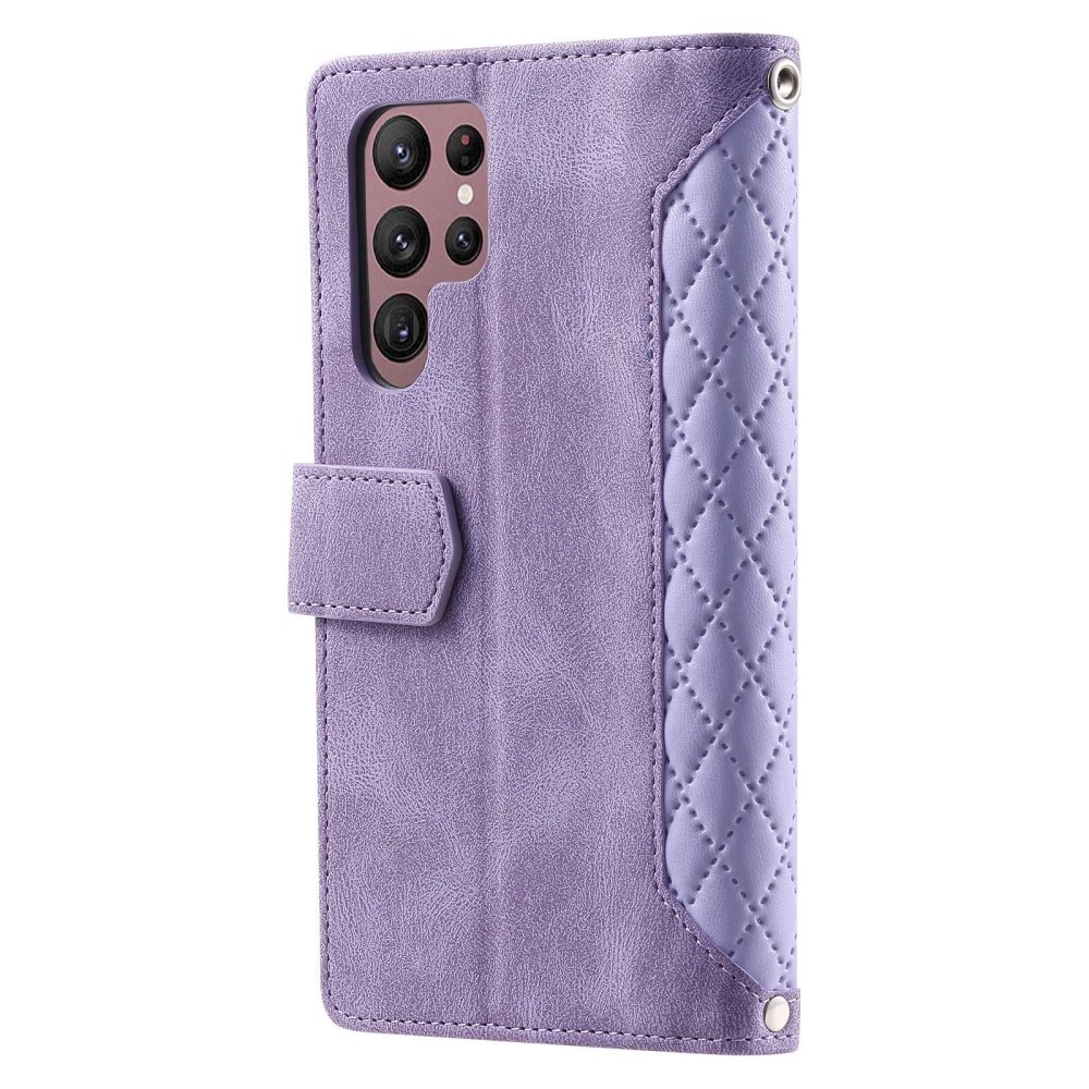 Lommebokveske Samsung Galaxy S22 Ultra Quilted Lilla