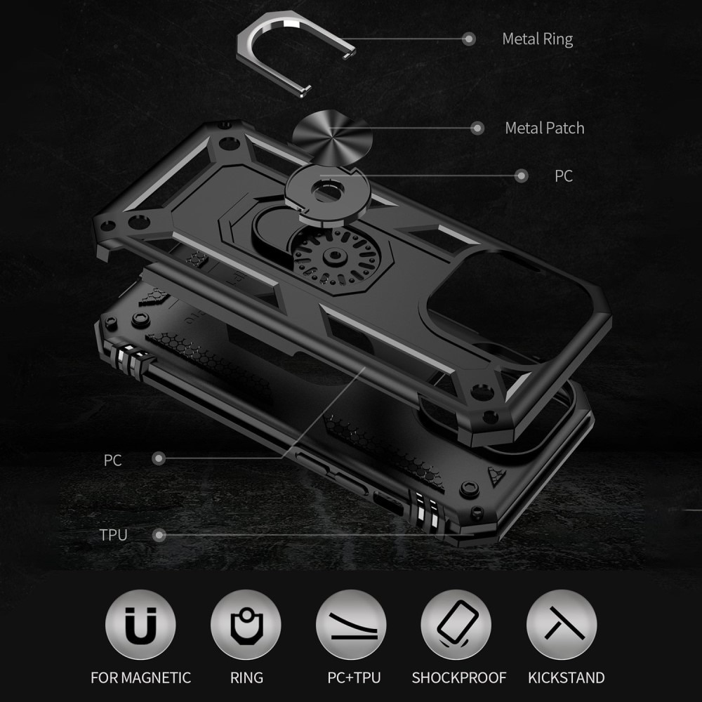 Hybriddeksel Tech Ring iPhone 14 Pro Max svart