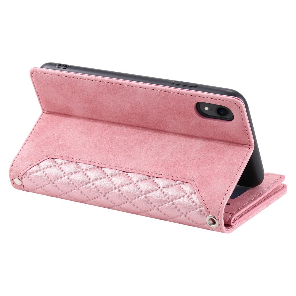 Lommebokveske iPhone Xr Quilted Rosa