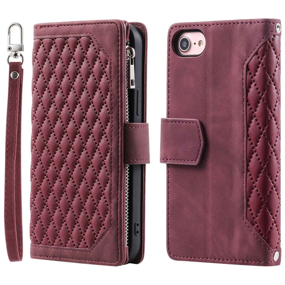 Lommebokveske iPhone 7/8/SE Quilted Rød