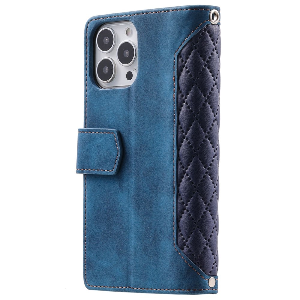 Lommebokveske iPhone 14 Pro Quilted Blå