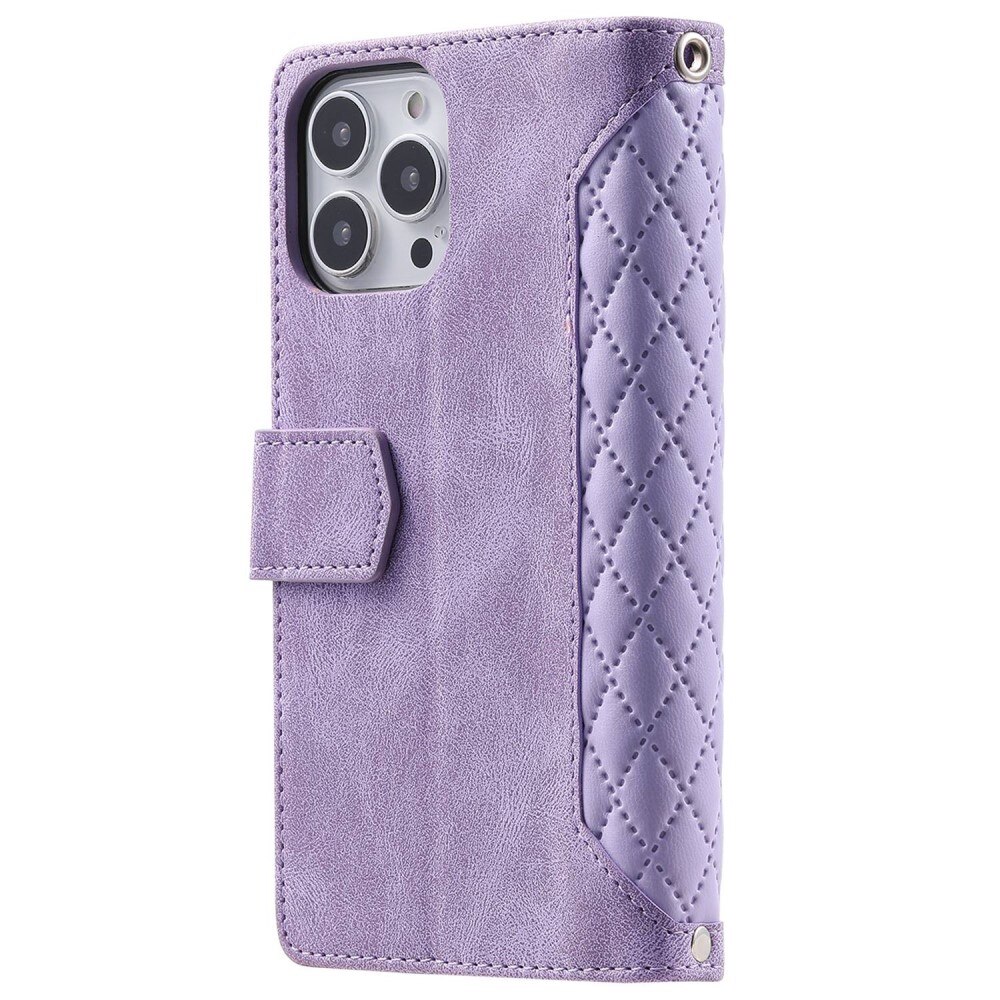 Lommebokveske iPhone 14 Pro Quilted Lilla