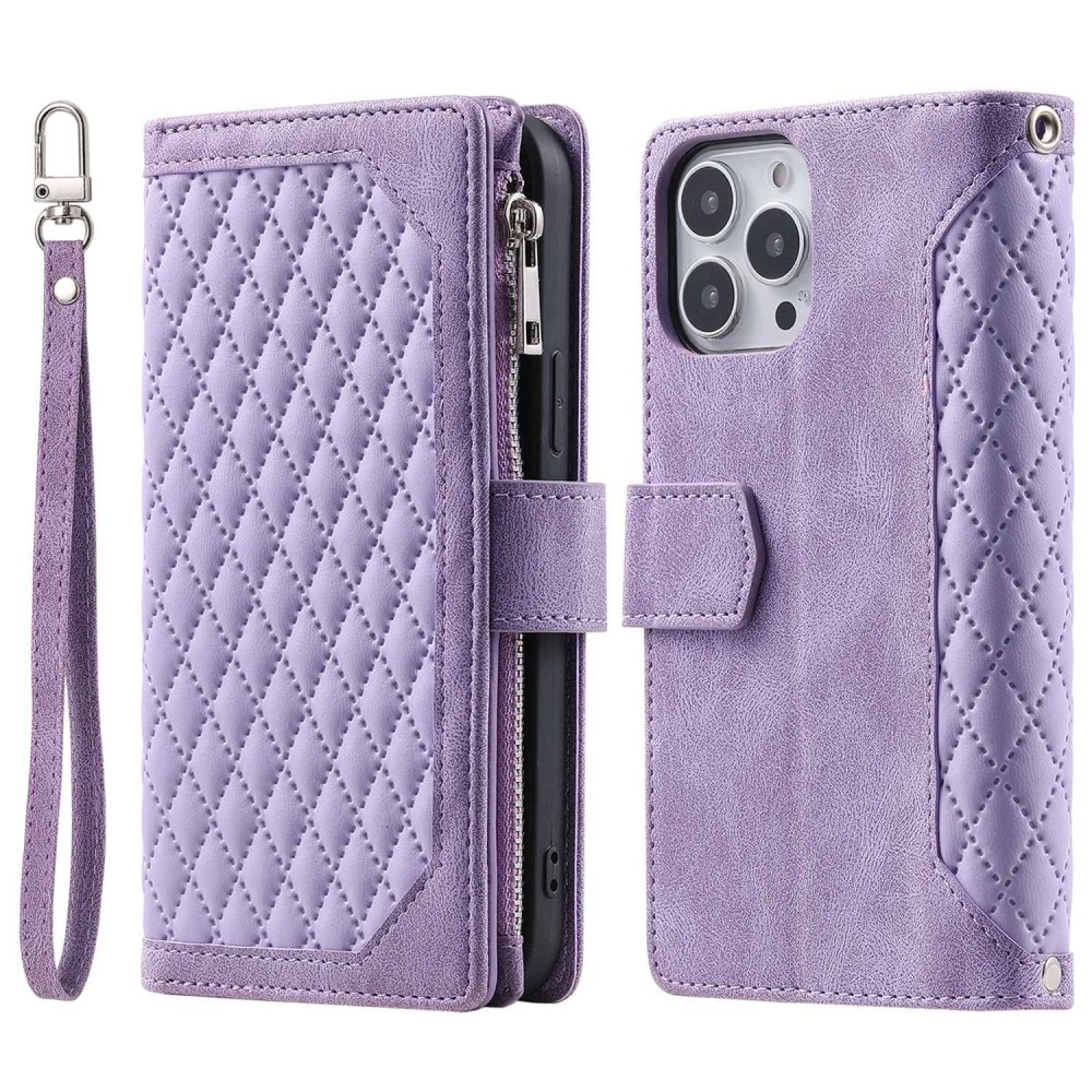 Lommebokveske iPhone 14 Pro Quilted Lilla