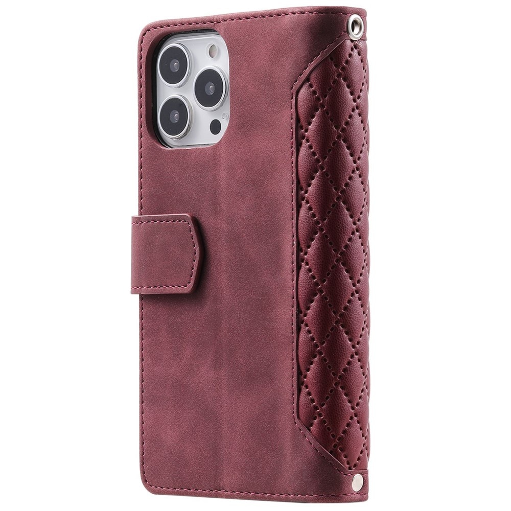 Lommebokveske iPhone 14 Pro Quilted Rød
