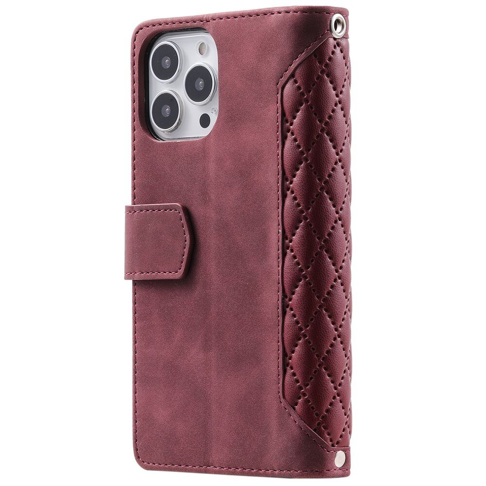 Lommebokveske Apple iPhone 14 Pro Quilted Rød