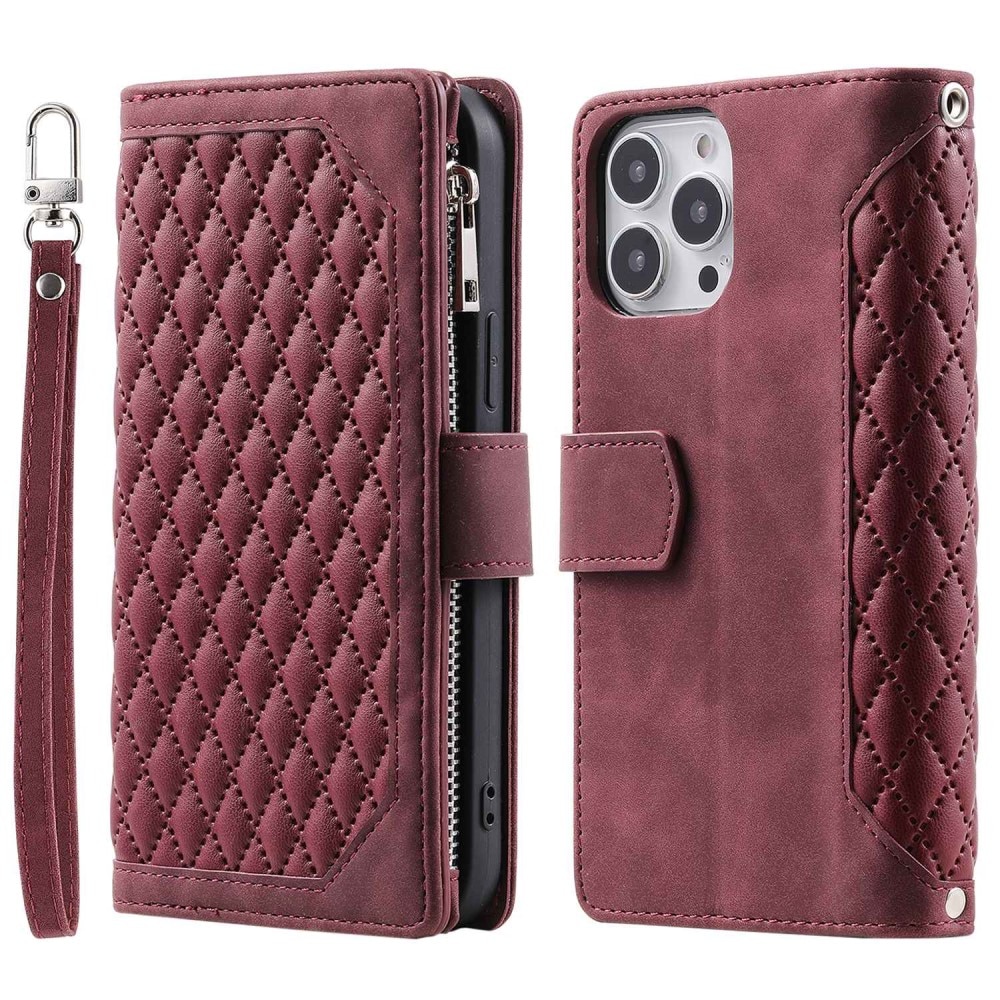 Lommebokveske Apple iPhone 14 Pro Quilted Rød