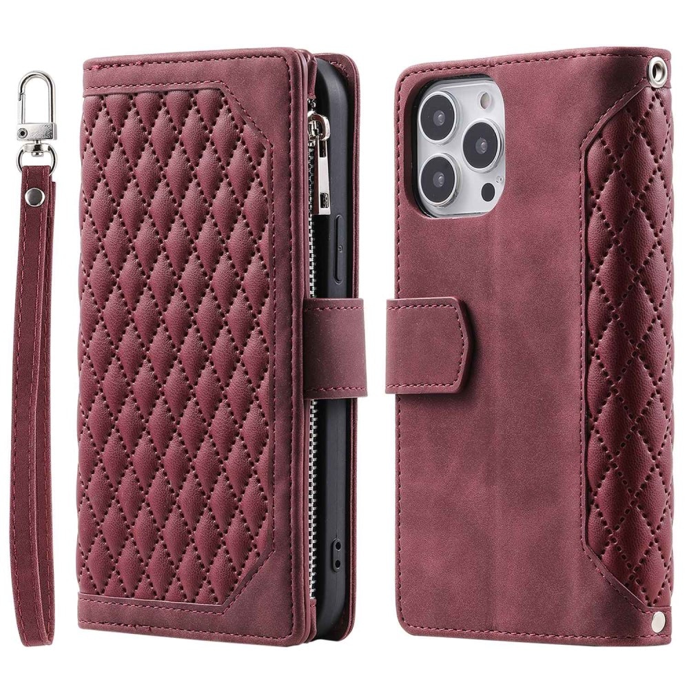 Lommebokveske iPhone 14 Pro Quilted Rød