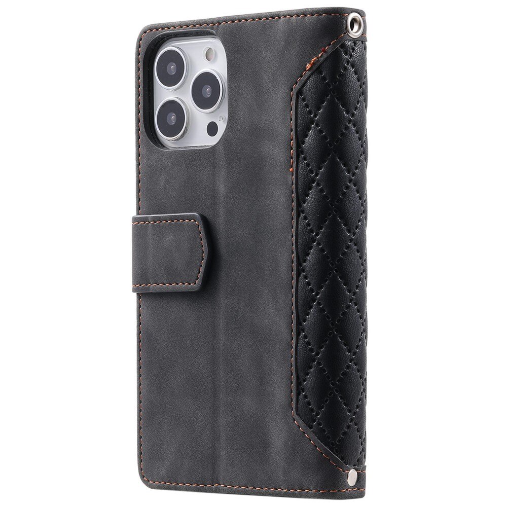 Lommebokveske iPhone 14 Pro Quilted Svart