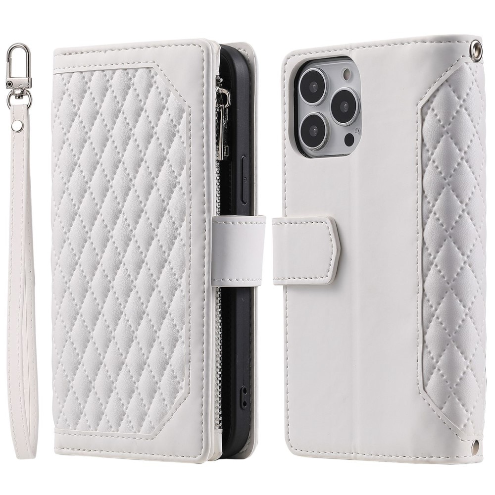 Lommebokveske Apple iPhone 14 Pro Quilted Hvit
