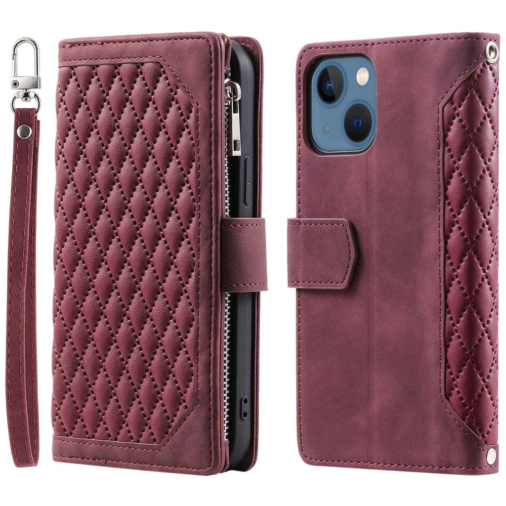 Lommebokveske iPhone 13 Quilted Rød