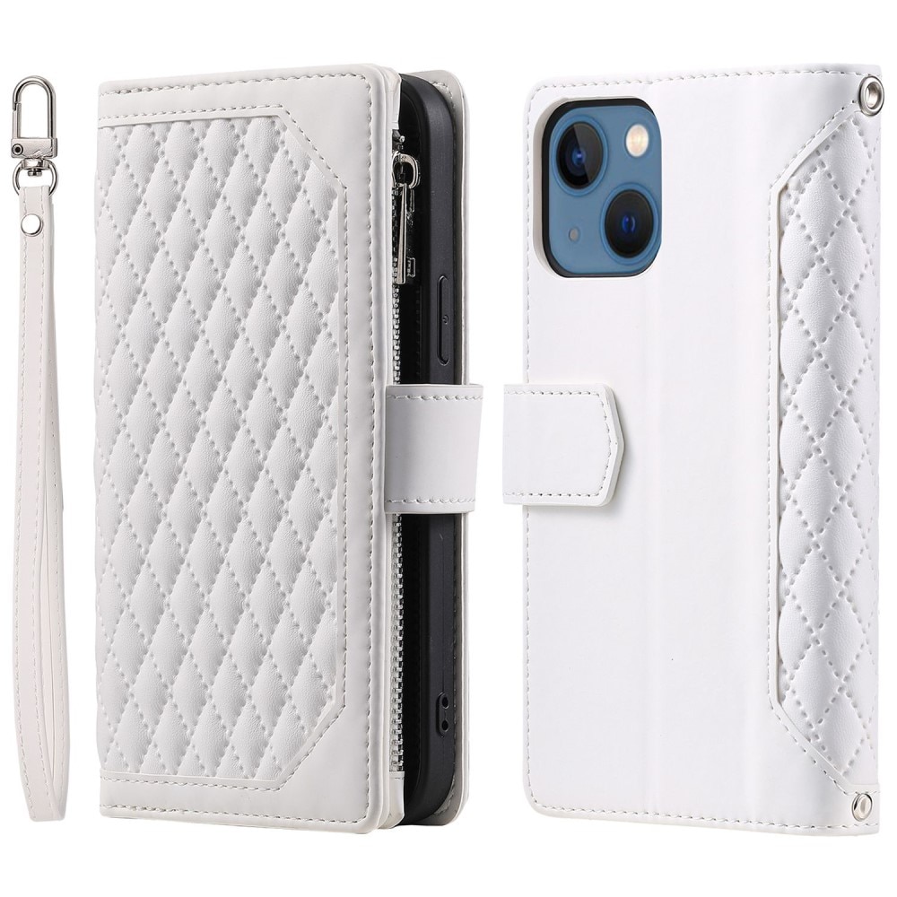 Lommebokveske iPhone 13 Quilted Hvit