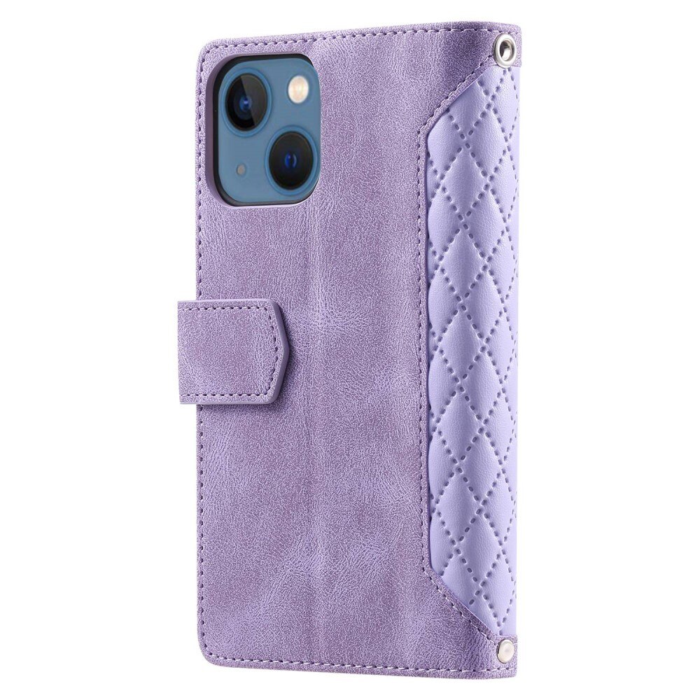 Lommebokveske iPhone 14 Plus Quilted Lilla