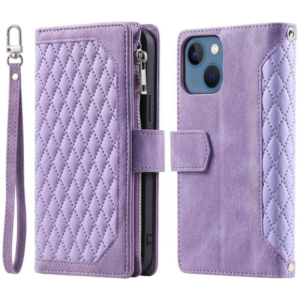 Lommebokveske iPhone 14 Plus Quilted Lilla
