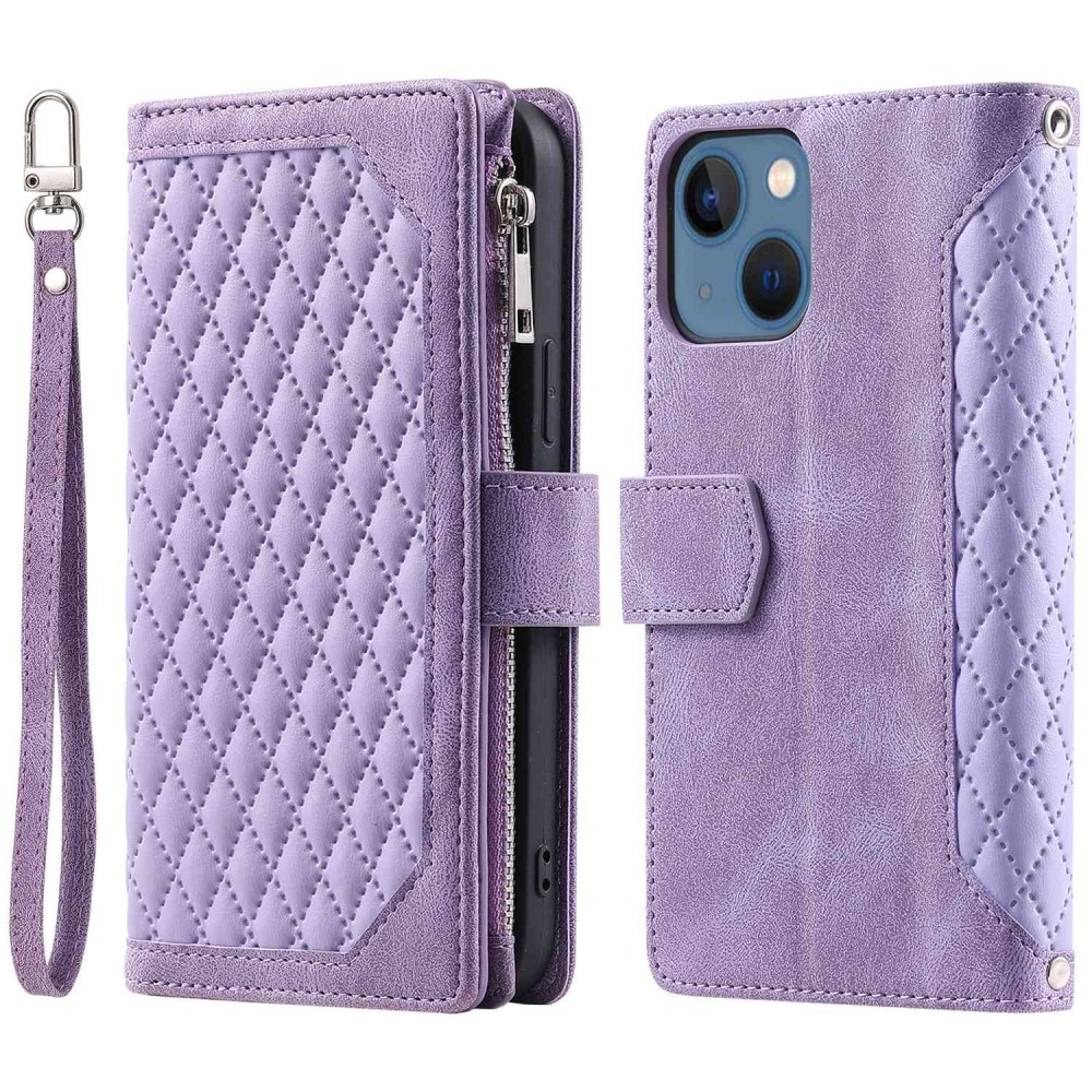 Lommebokveske iPhone 14 Quilted Lilla