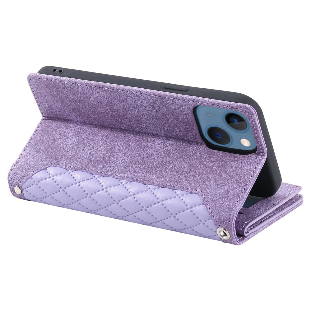Lommebokveske iPhone 14 Quilted Lilla
