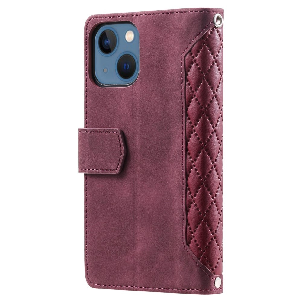 Lommebokveske iPhone 14 Plus Quilted Rød