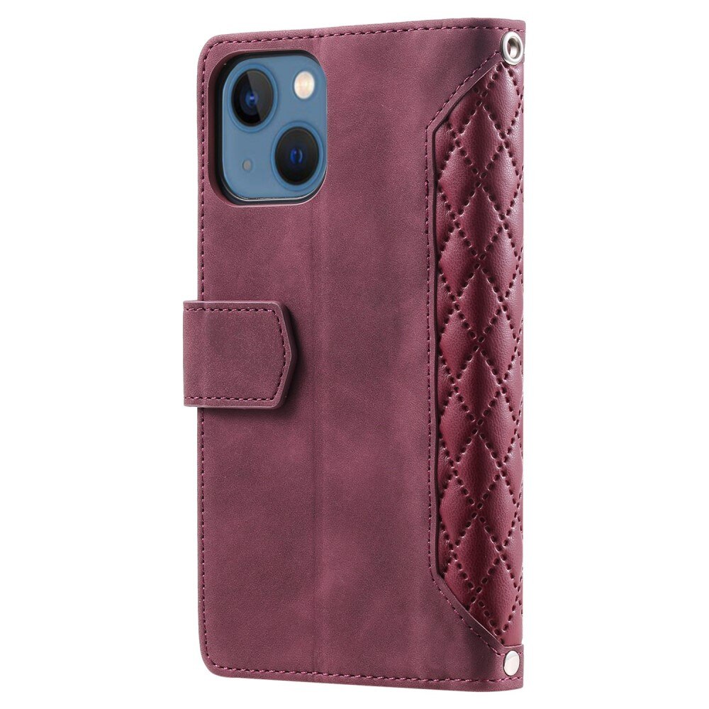 Lommebokveske iPhone 14 Quilted Rød