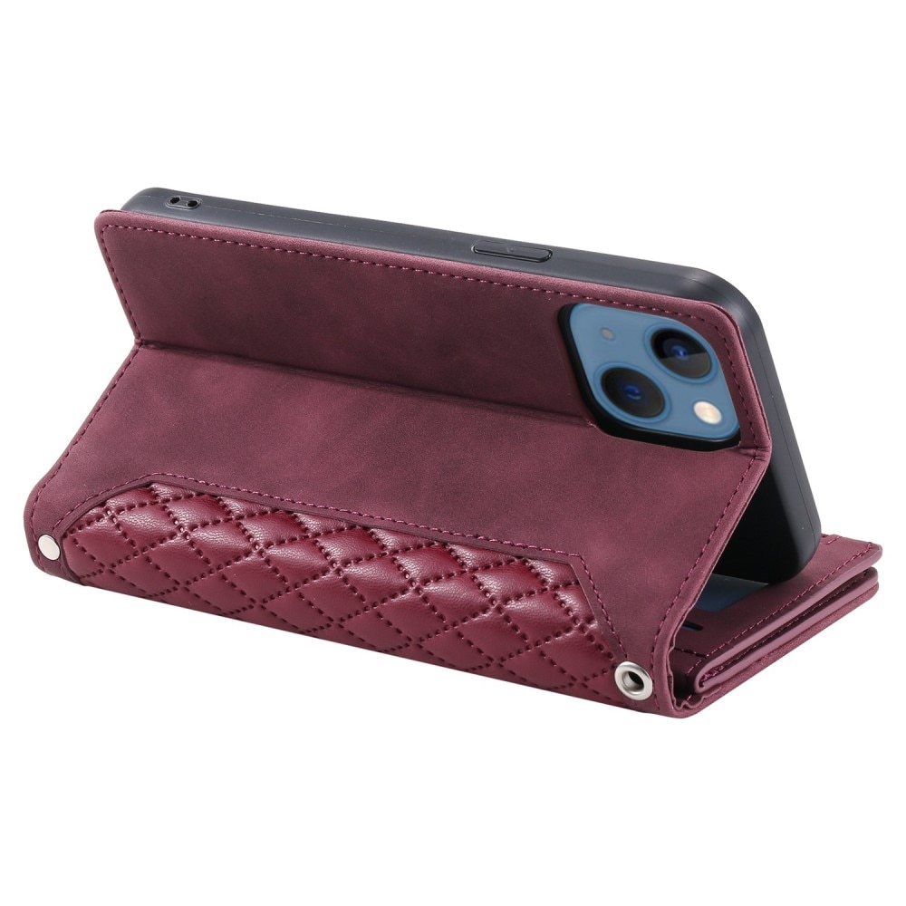 Lommebokveske iPhone 14 Plus Quilted Rød