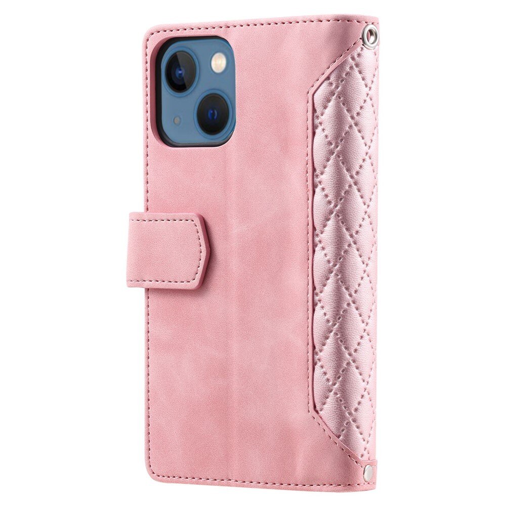 Lommebokveske iPhone 14 Plus Quilted Rosa