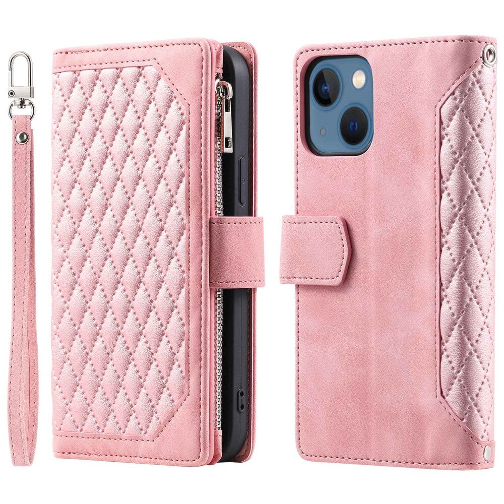 Lommebokveske Apple iPhone 14 Plus Quilted Rosa