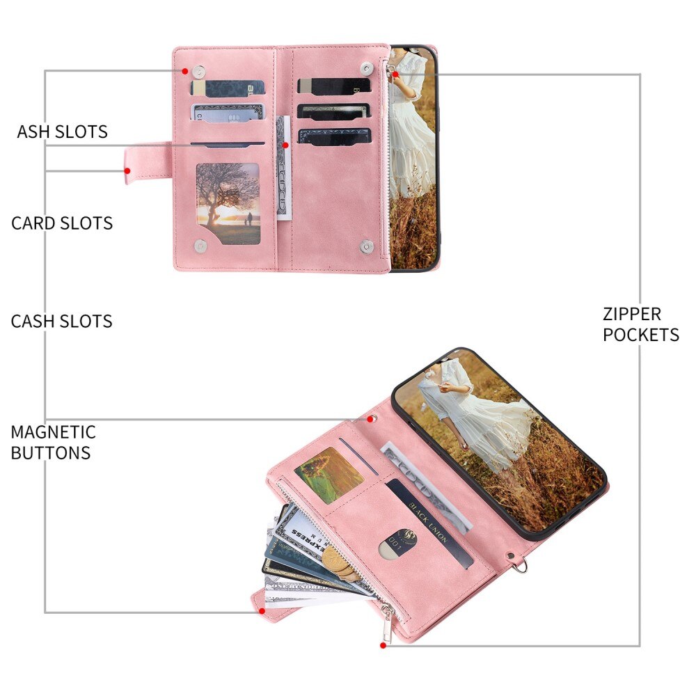 Lommebokveske Apple iPhone 14 Plus Quilted Rosa