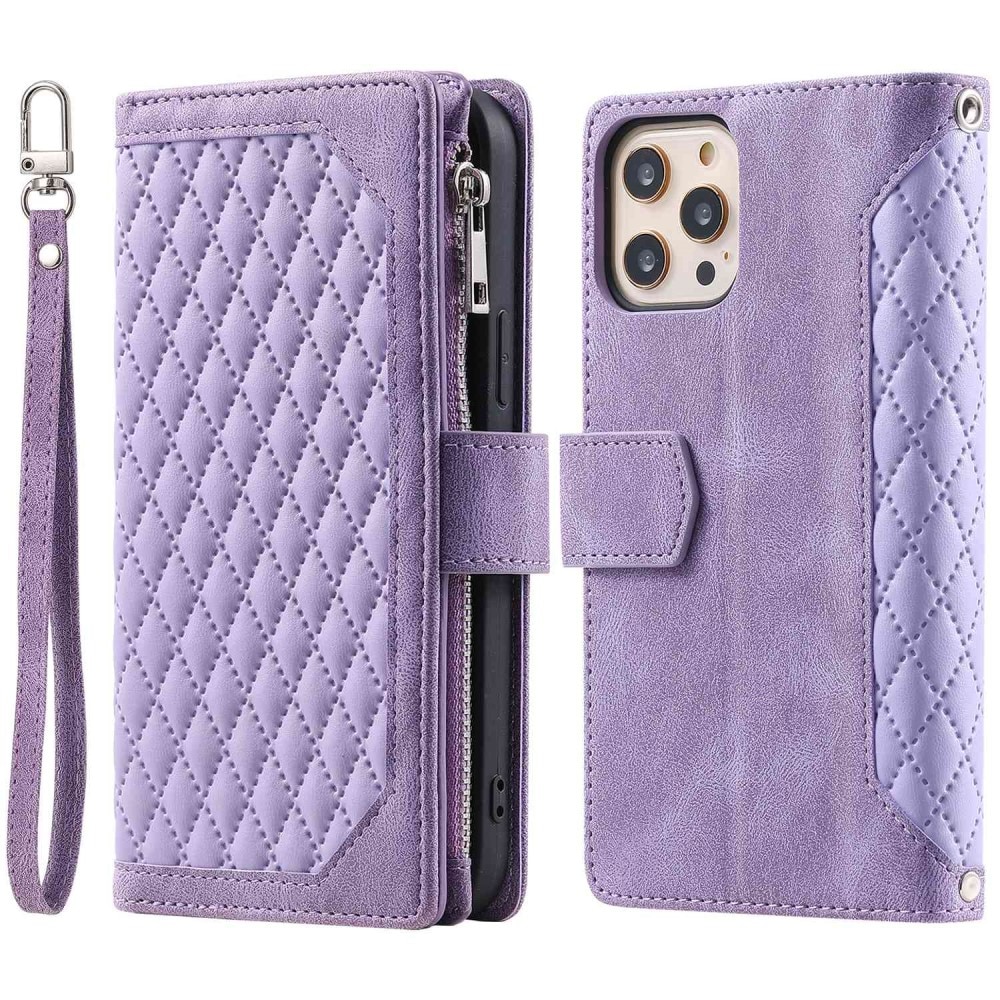 Lommebokveske iPhone 12/12 Pro Quilted Lilla