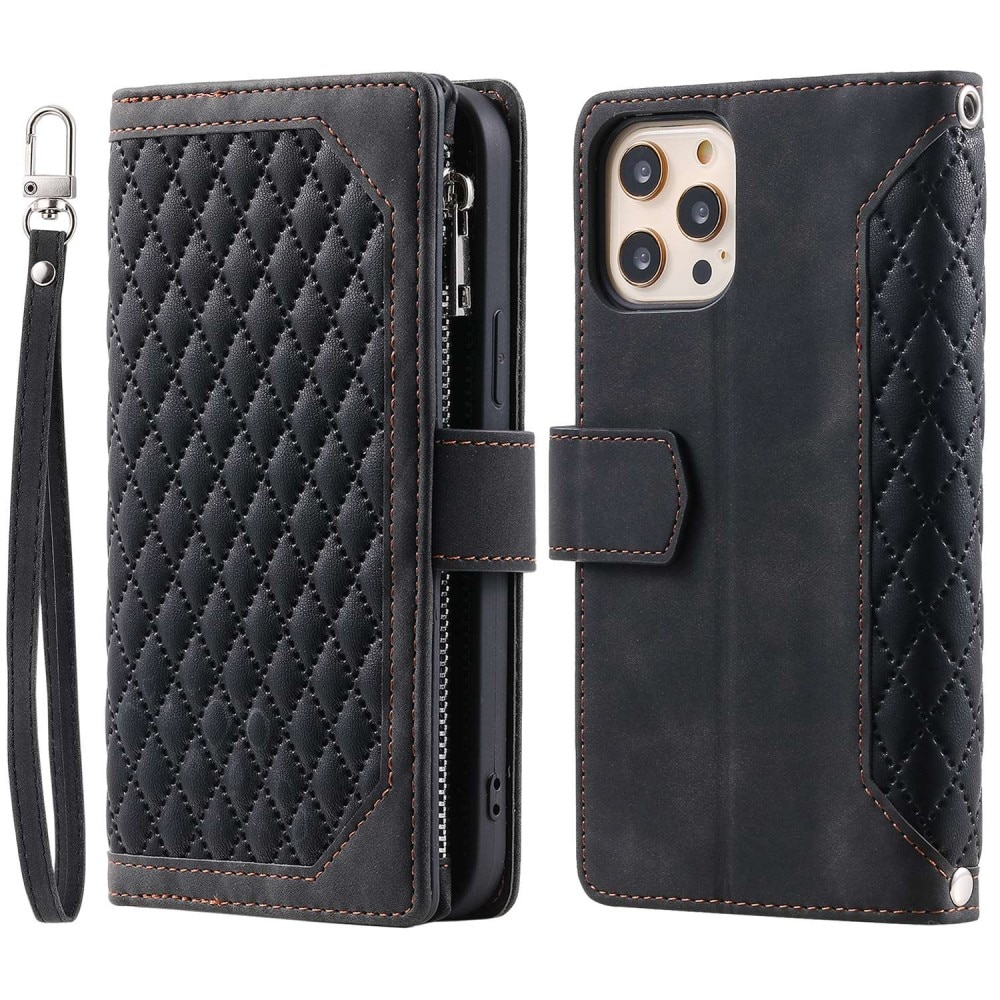 Lommebokveske iPhone 12/12 Pro Quilted Svart