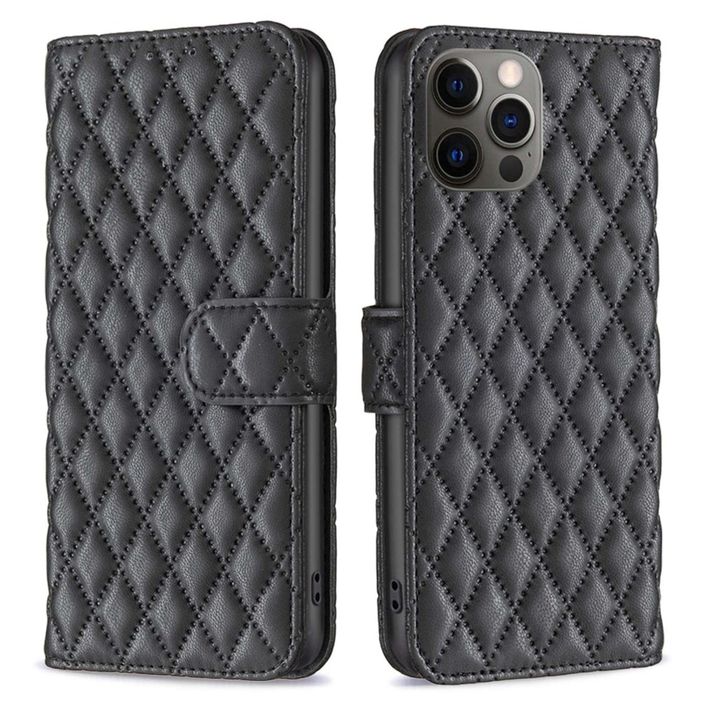 Lommebokdeksel iPhone 12/12 Pro Quilted svart