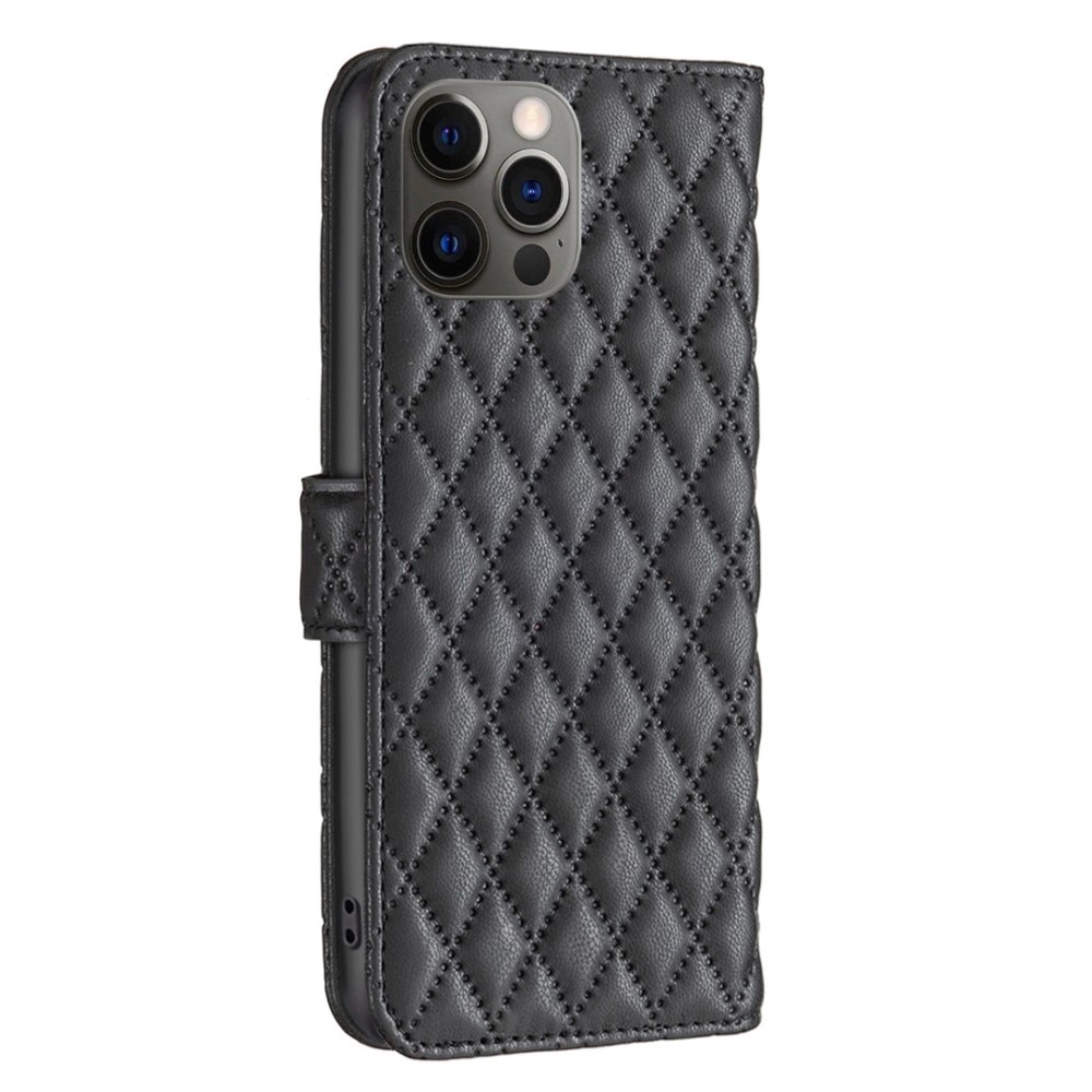 Lommebokdeksel iPhone 12/12 Pro Quilted svart