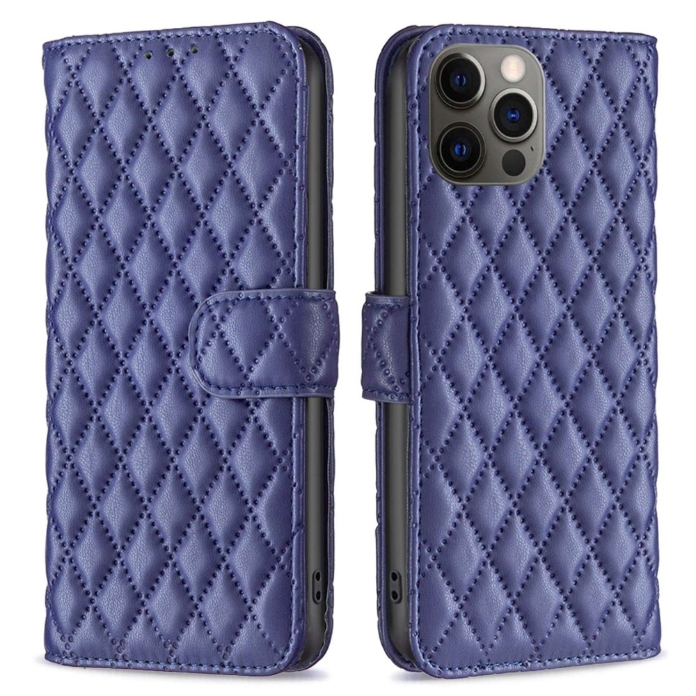 Lommebokdeksel iPhone 12/12 Pro Quilted blå