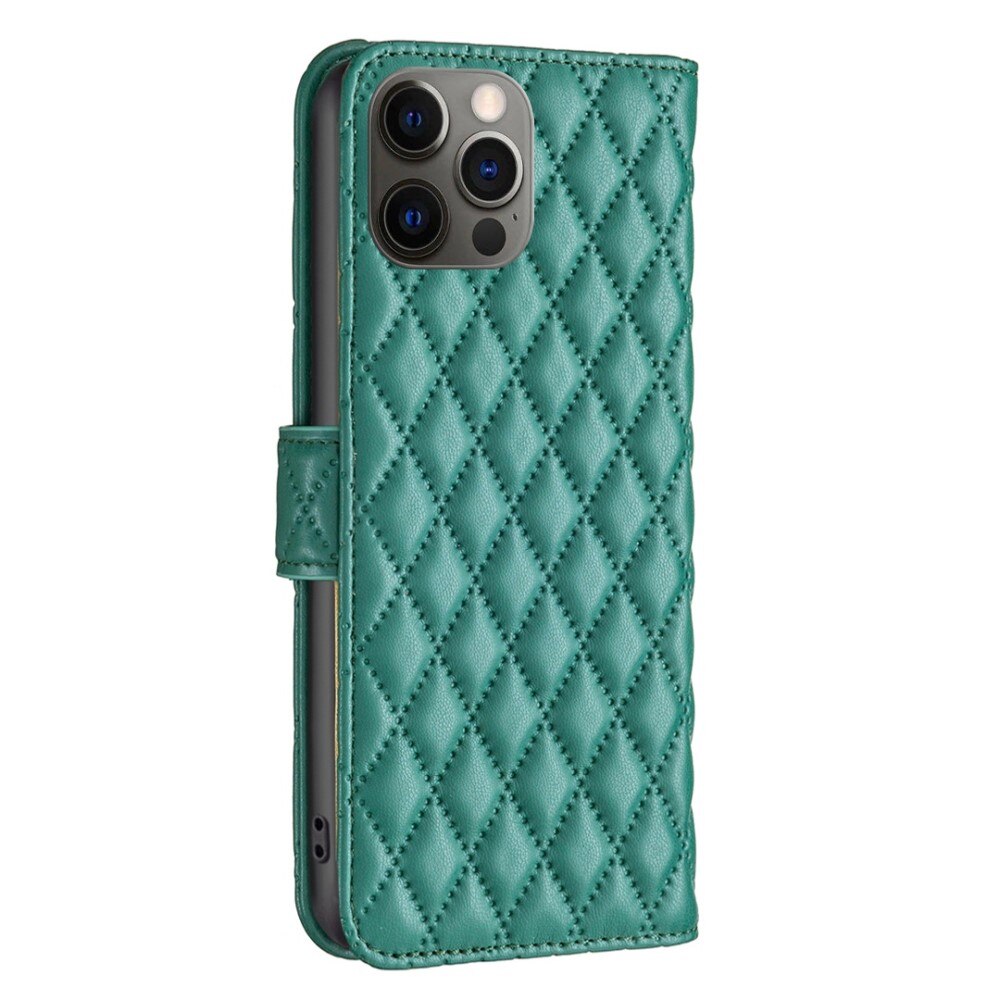 Lommebokdeksel iPhone 12/12 Pro Quilted grønn