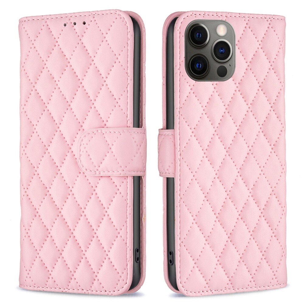 Lommebokdeksel iPhone 12/12 Pro Quilted rosa