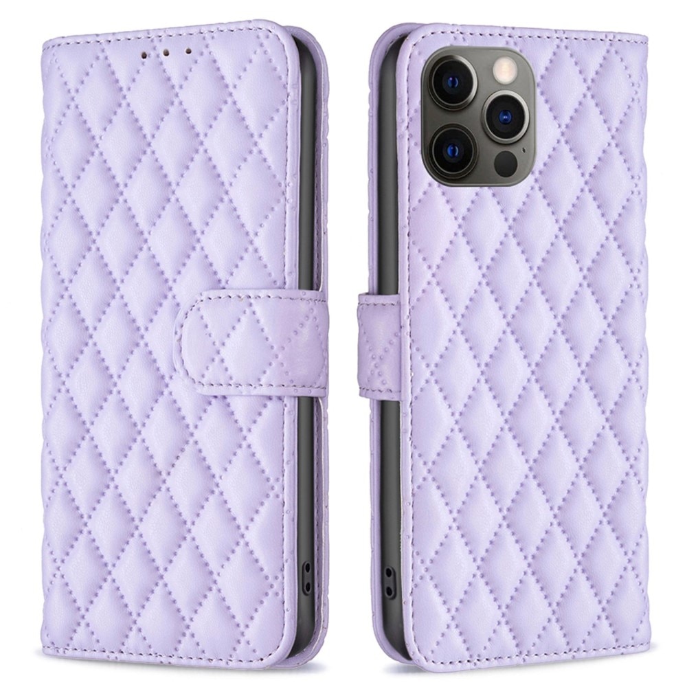 Lommebokdeksel iPhone 12/12 Pro Quilted lilla