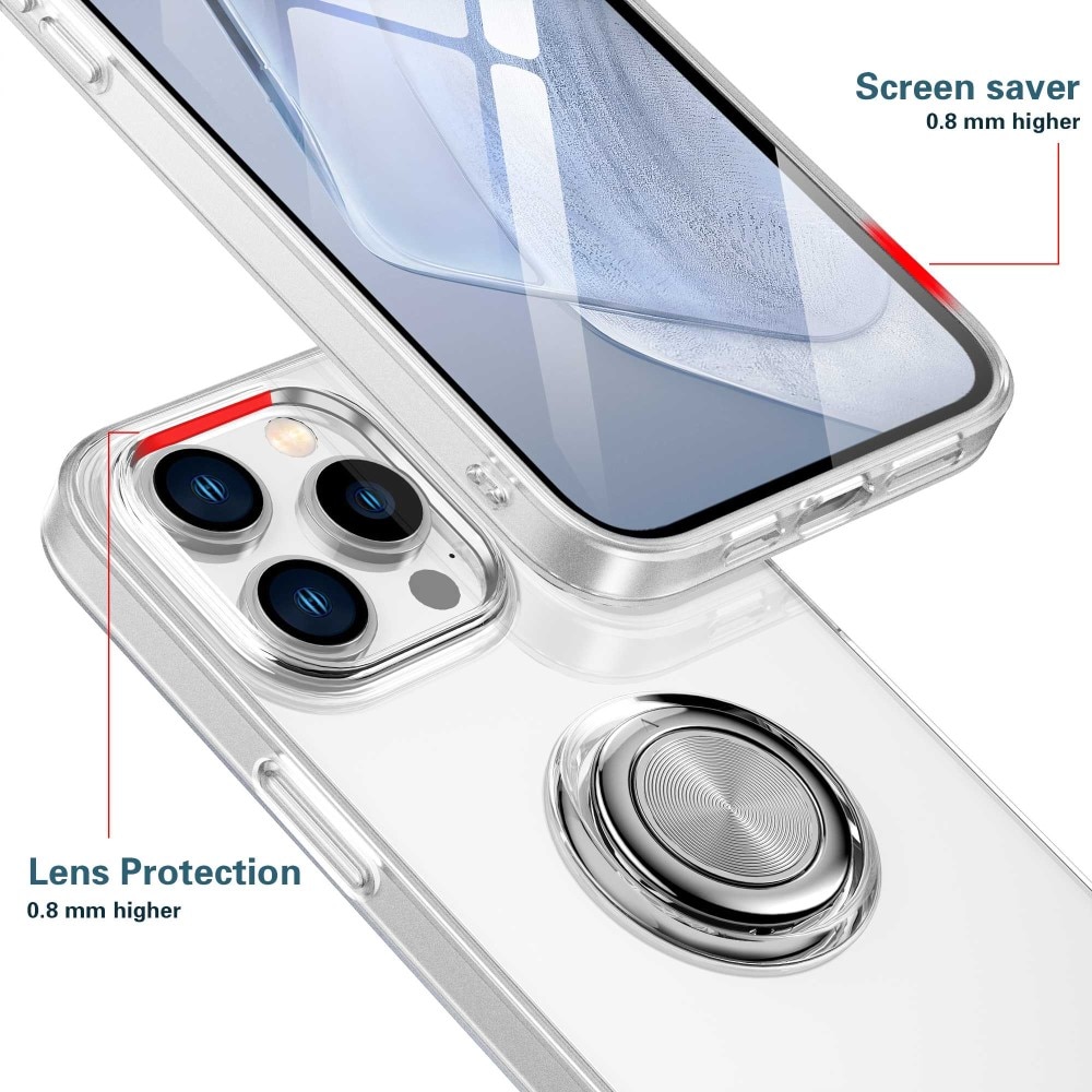 TPU Deksel Finger Ring Kickstand iPhone 14 Pro Gjennomsiktig