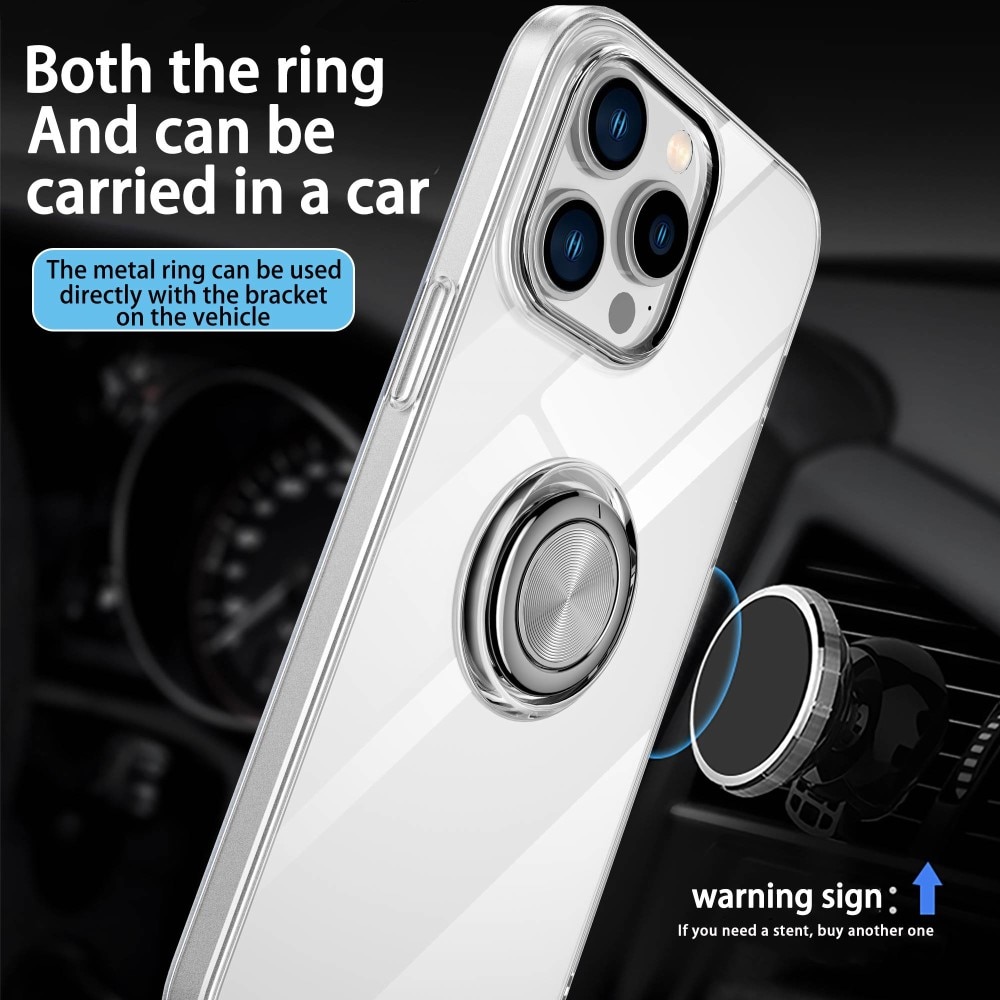 TPU Deksel Finger Ring Kickstand iPhone 14 Plus Gjennomsiktig